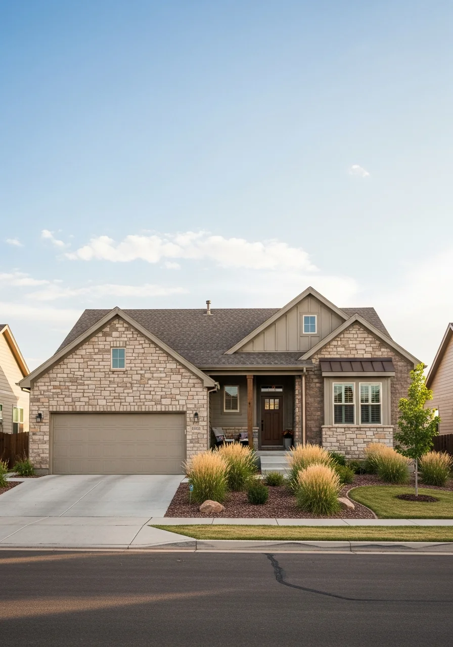 Close-up of a Longmont home exterior showing typical architectural style and local landscaping.