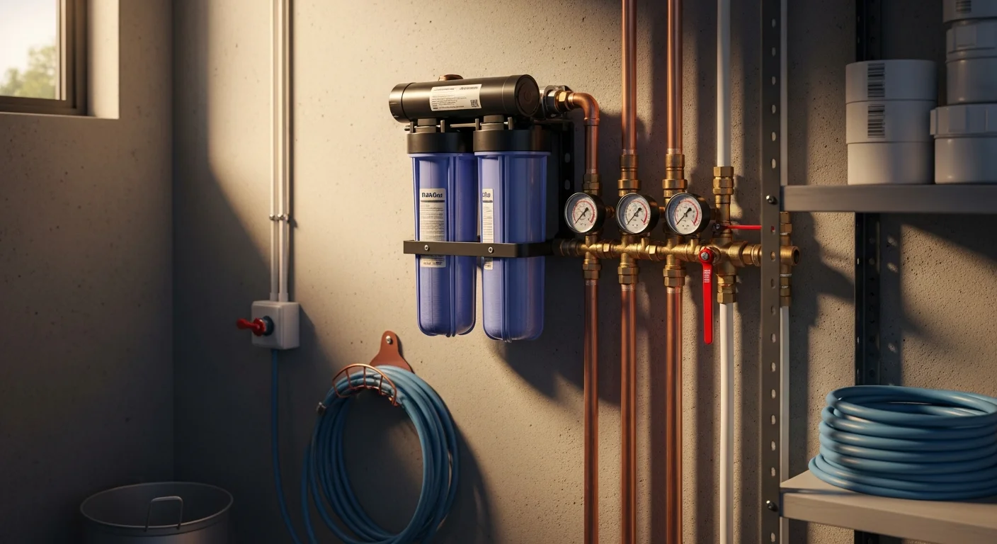 A licensed plumber installing new water supply pipework beneath a kitchen sink in a Wellington residential home. Copper pipes and isolation valves are visible, connected to the main cold water supply line.